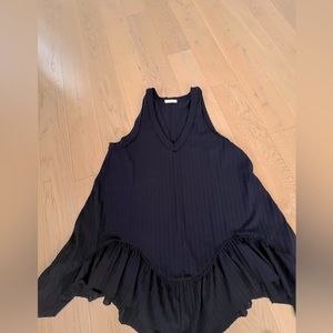 Navy sleeveless polyester ruffled bottom tank/tunic